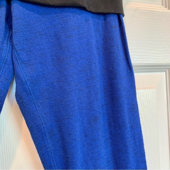 Express Cobalt Blue Black Marled Foldover Wide Waistband Bootcut Yoga Pants - Picture 2 of 6